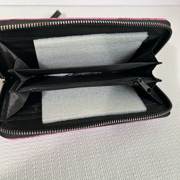 Ed Hardy Zip Around Wallet Wristlet Pink Tiger Vegan Leather Card Slot Pockets - Picture 8 of 14